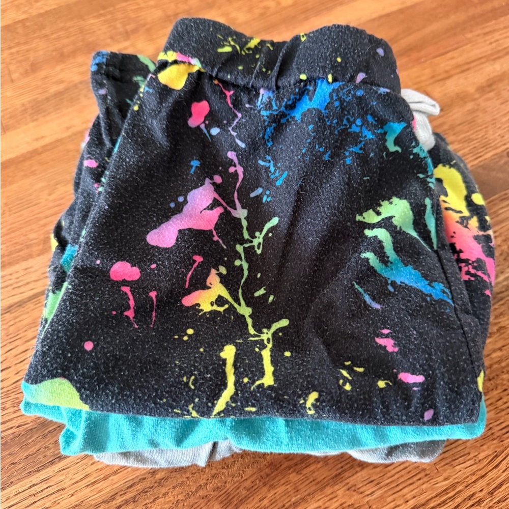 Kids Black Swim Shorts with Neon Splatter